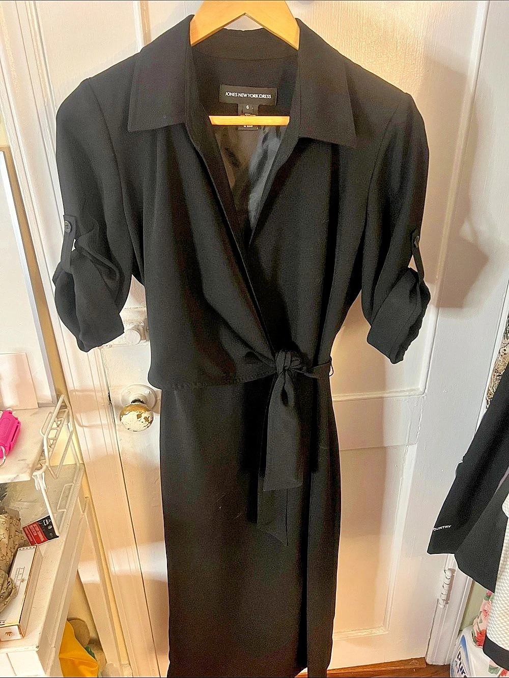 Jones New York dress- Black Wrap Maxi Dress sz 6